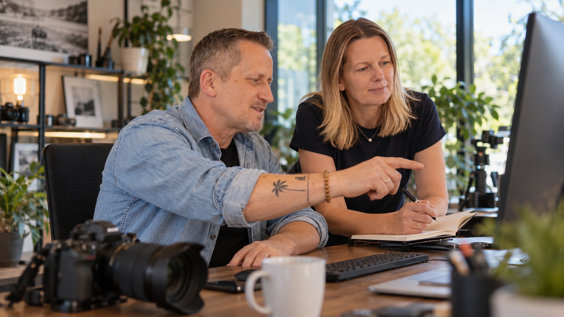 Gemeinsame Arbeit an Website und Inhalten am Bildschirm